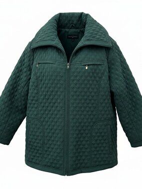 Green Quilted Jacket Zip Front Nordstrom Gallery Woman 3X Classic